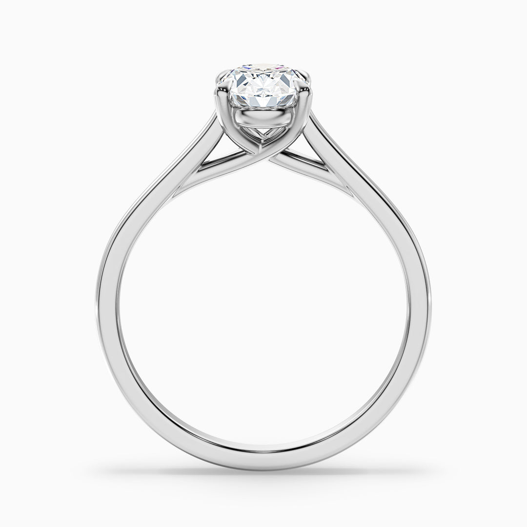 Cindy 4 Carat Oval Solitaire Lab Grown Engagement Ring in 14k White Gold - Side View