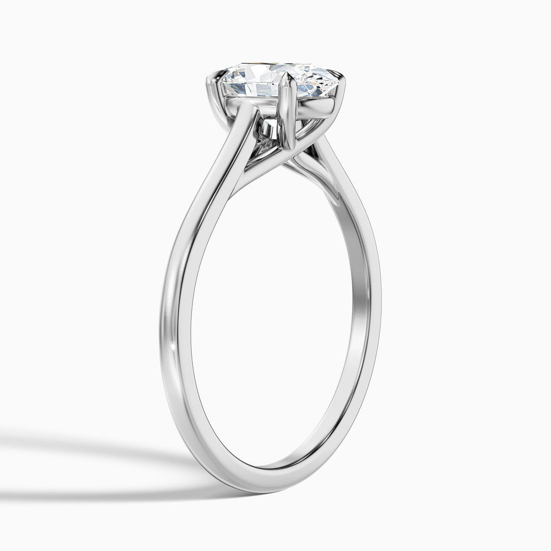 Cindy 3 Carat Oval Solitaire Lab Grown Engagement Ring in 10k White Gold - Detail View