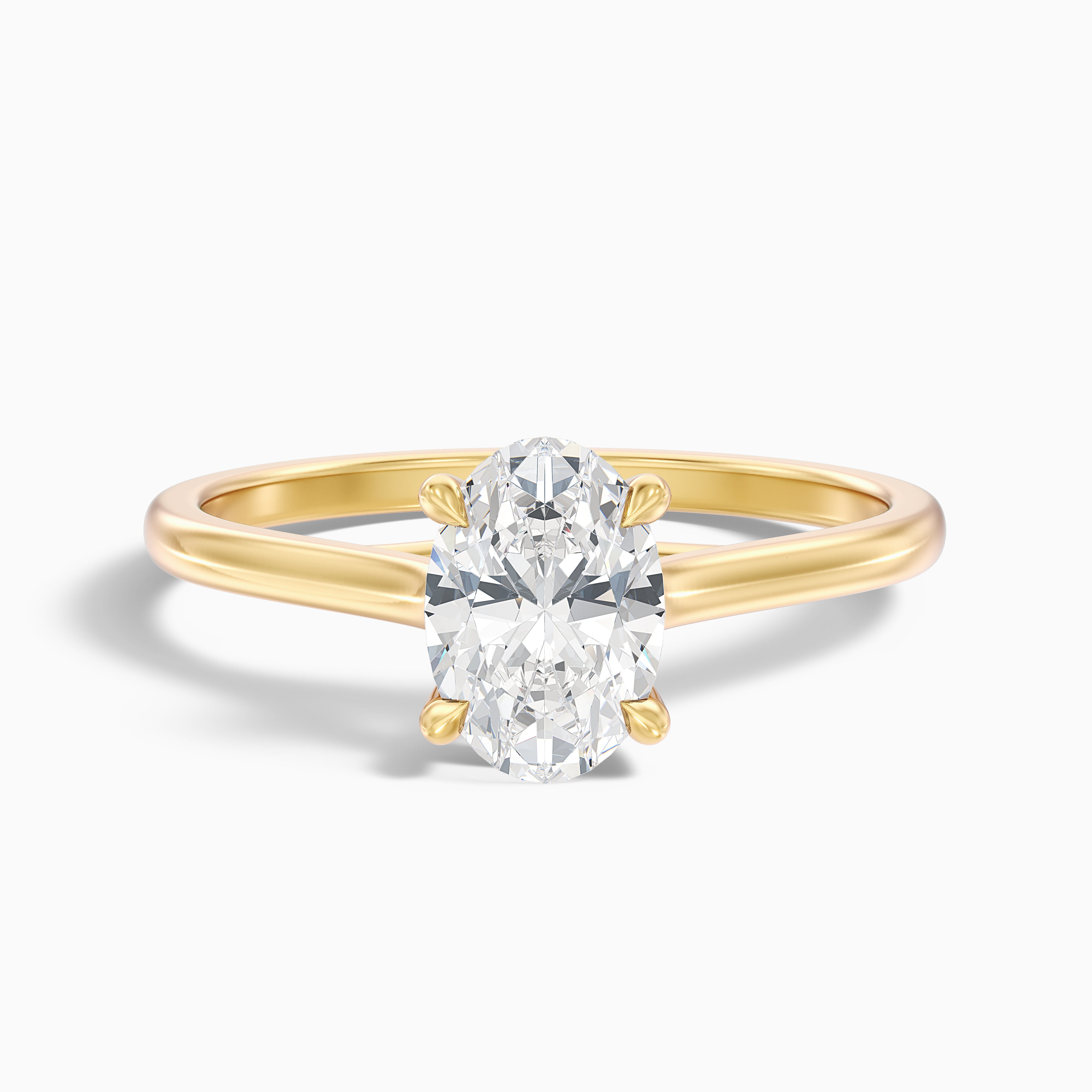 Aria 3 Carat Oval Solitaire Moissanite Diamond Ring in 10k Yellow Gold