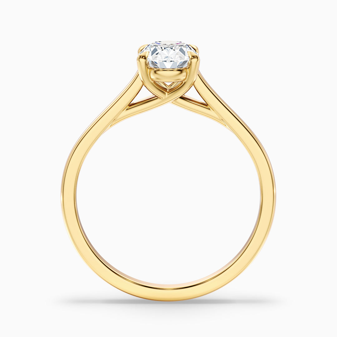 Cindy 2.5 Carat Oval Solitaire Lab Grown Engagement Ring in 18k Yellow Gold - Side View