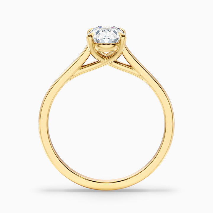 Cindy 2.5 Carat Oval Solitaire Lab Grown Engagement Ring in 18k Yellow Gold - Side View