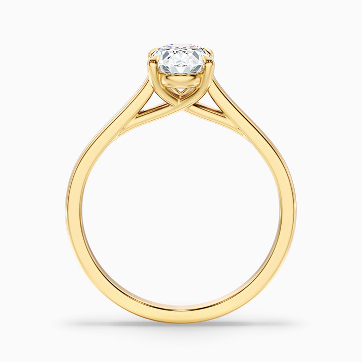 Cindy 3.5 Carat Oval Solitaire Lab Grown Engagement Ring in Platinum - Side View