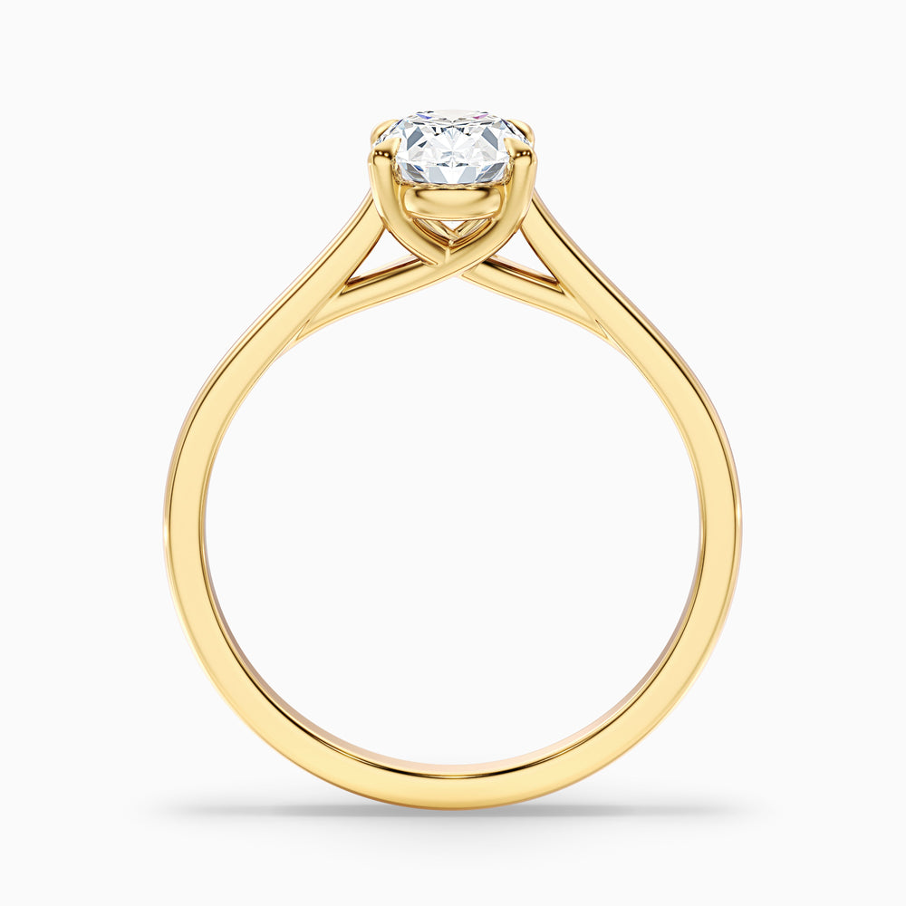 Cindy 1 Carat Oval Solitaire Lab Grown Engagement Ring in 14k Yellow Gold - Side View