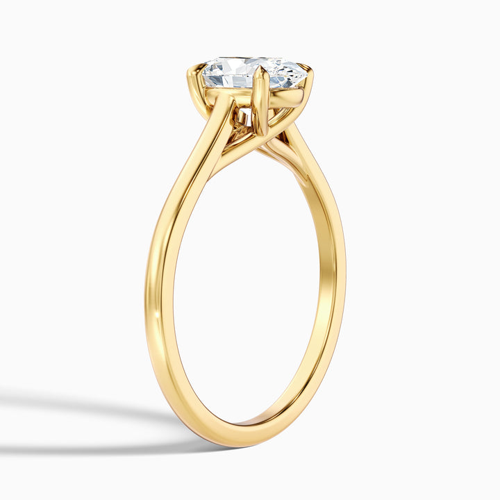 Cindy 2 Carat Oval Solitaire Lab Grown Engagement Ring in 18k Yellow Gold - Detail View