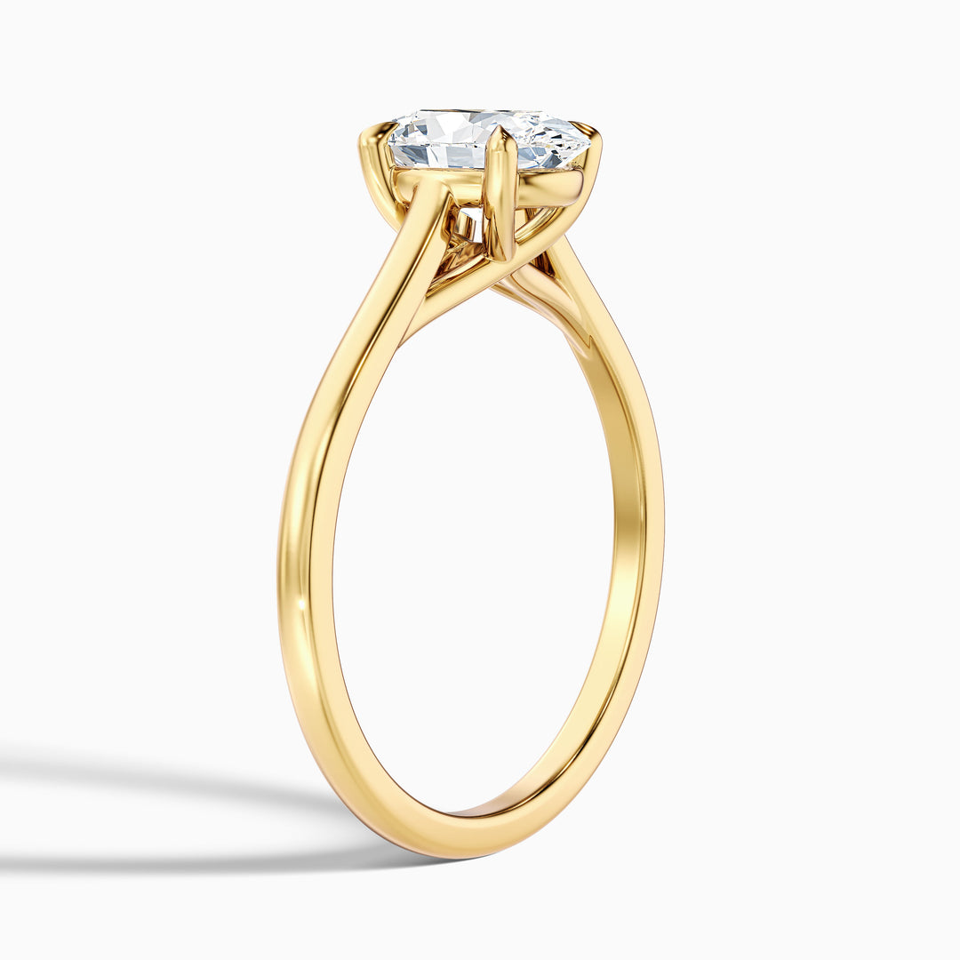 Cindy 1 Carat Oval Solitaire Lab Grown Engagement Ring in 18k Rose Gold - Detail View