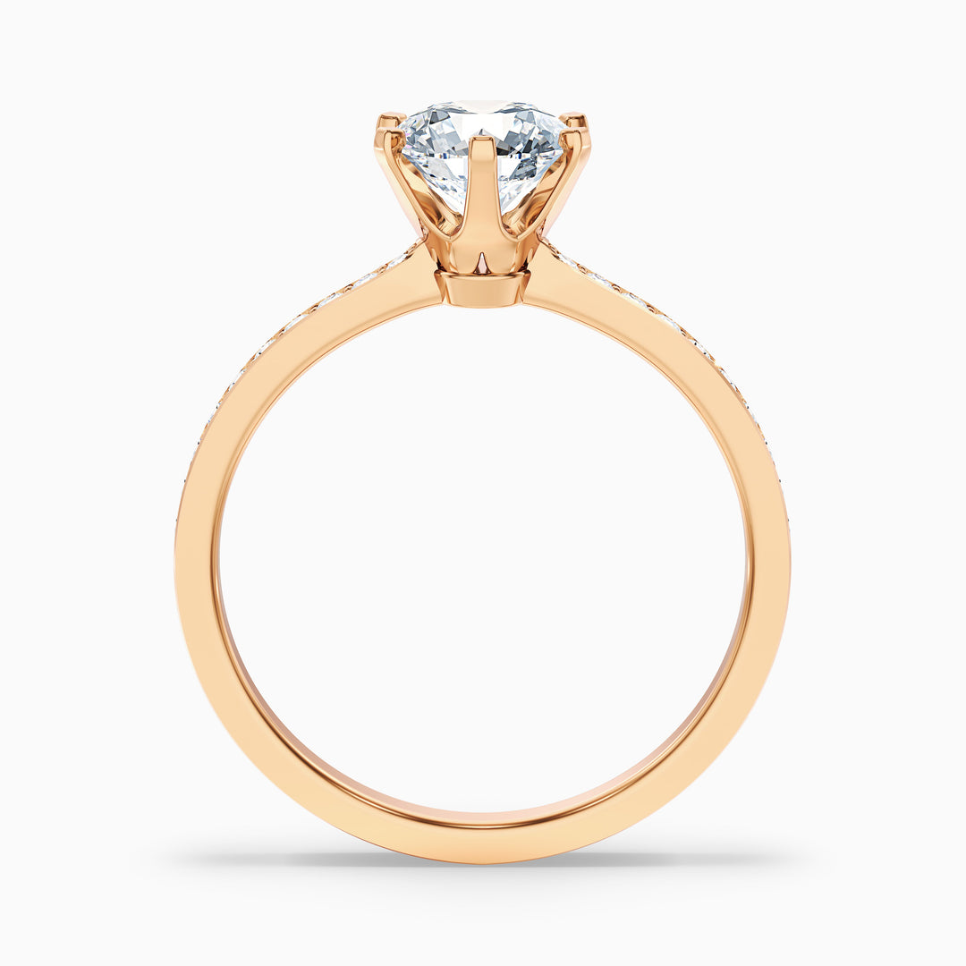 Claudia 4.5 Carat Round Side Stone Pave Lab Grown Diamond Ring in 18k Yellow Gold - Side View