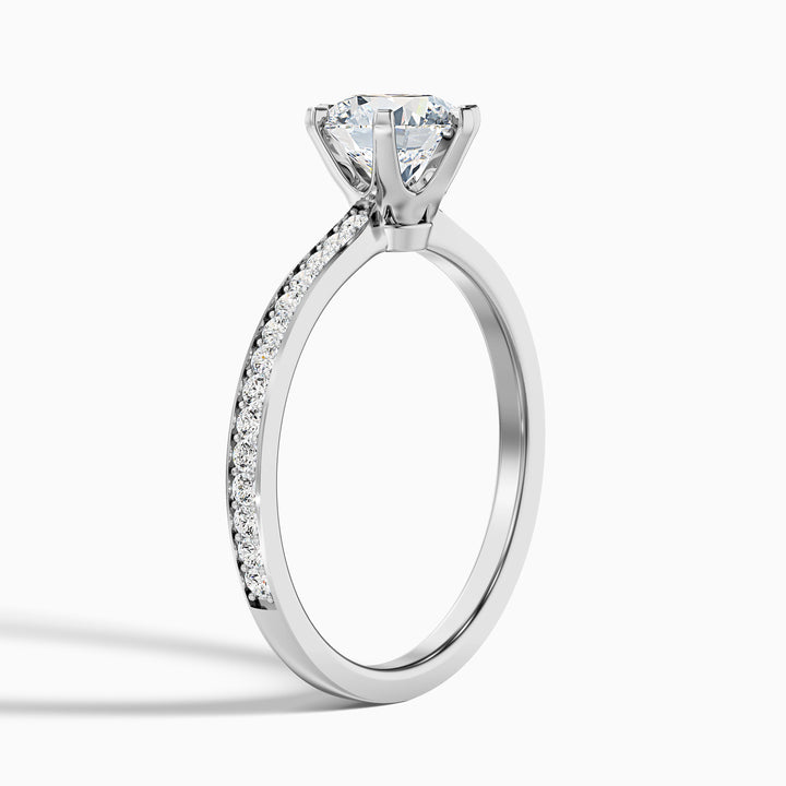 Eden 5 Carat Round Side Stone Pave Moissanite Engagement Ring - Detail View