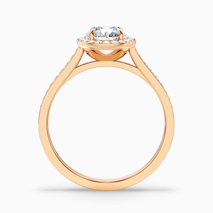 Dallas 3.5 Carat Round Halo Pave Lab Grown Diamond Ring in 14k Yellow Gold - Side View