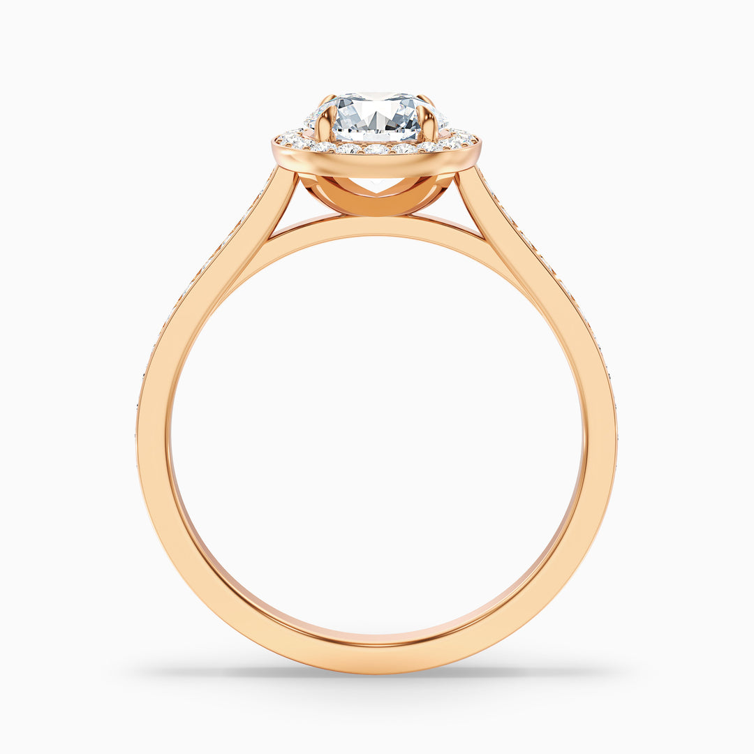 Dallas 3.5 Carat Round Halo Pave Lab Grown Diamond Ring in 10k Yellow Gold - Side View