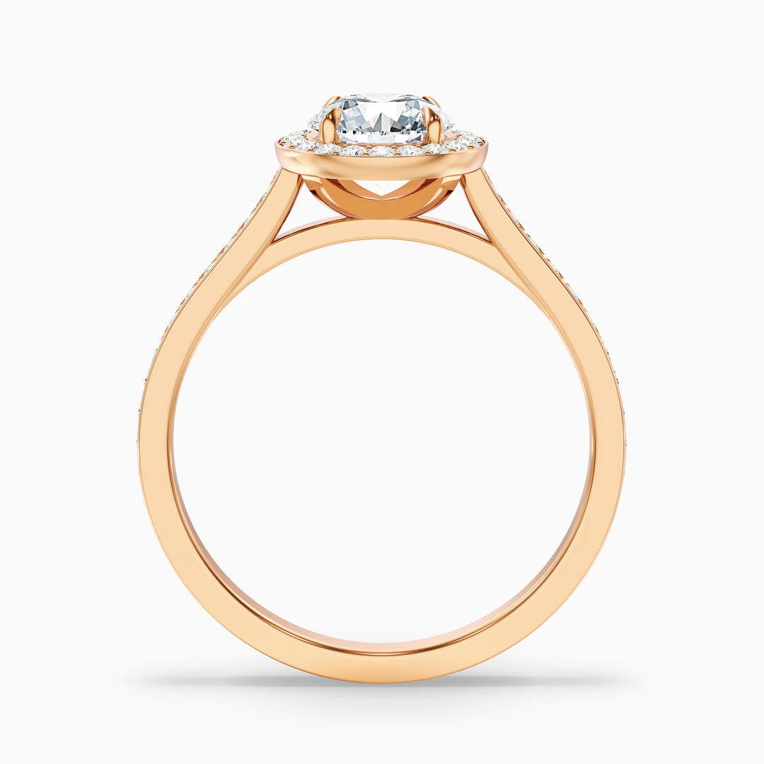 Dallas 1 Carat Round Halo Pave Lab Grown Diamond Ring in Platinum - Side View