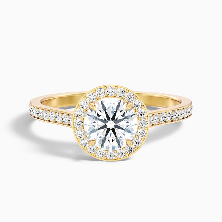 Dallas 2 Carat Round Halo Pave Lab Grown Diamond Ring in 18k Rose Gold - Front View