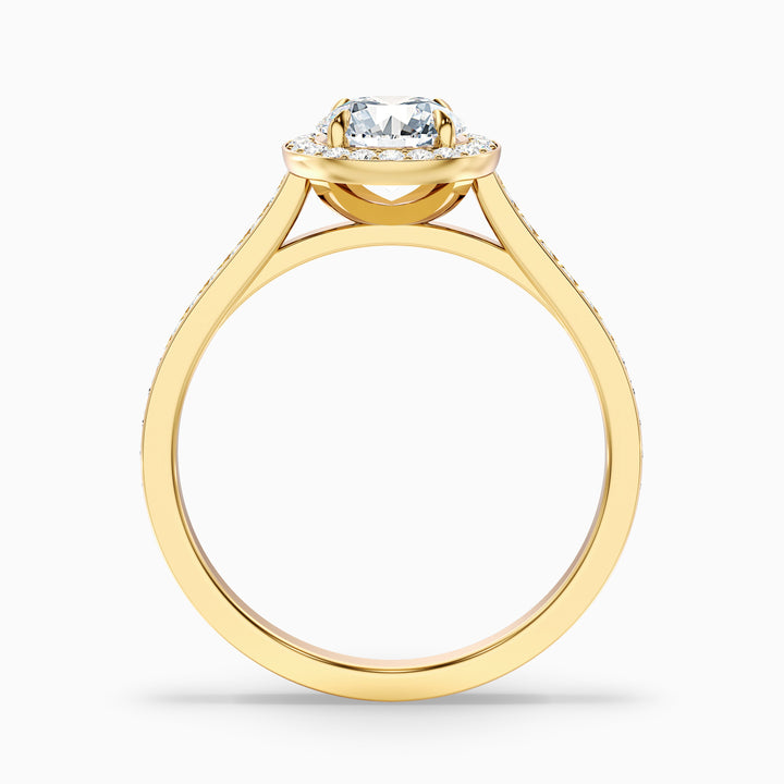 Dallas 5 Carat Round Halo Pave Lab Grown Diamond Ring in 10k Yellow Gold - Side View