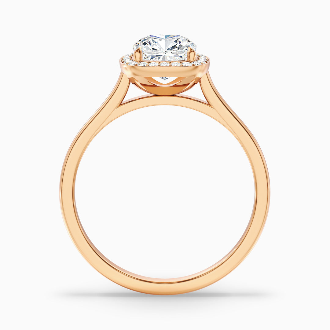 Dina 1 Carat Cushion Cut Halo Lab Grown Diamond Ring in 18k Rose Gold - Side View