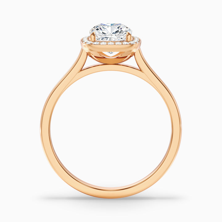 Dina 1 Carat Cushion Cut Halo Lab Grown Diamond Ring in 18k Rose Gold - Side View