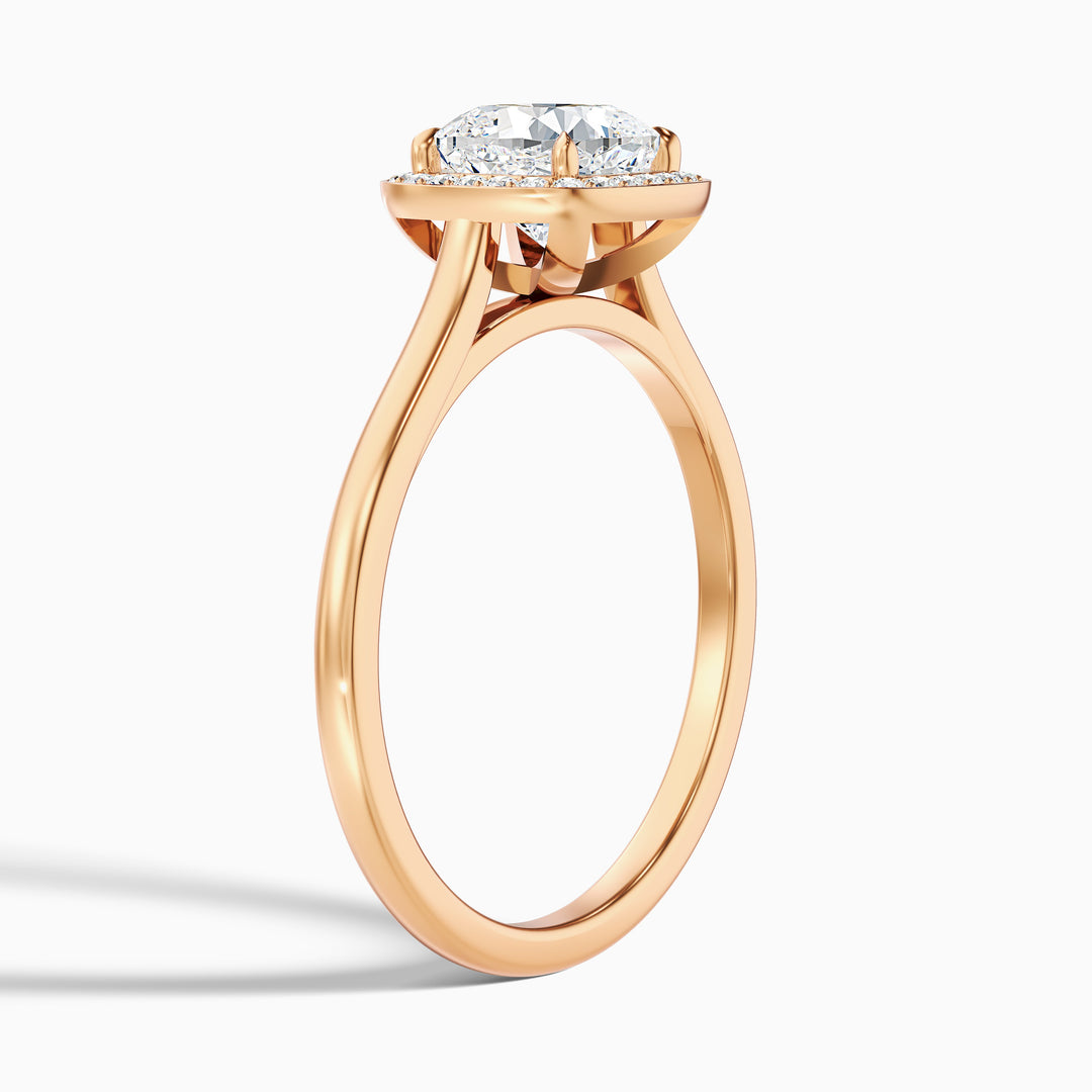 Dina 4 Carat Cushion Cut Halo Lab Grown Diamond Ring in 10k Yellow Gold - Detail View