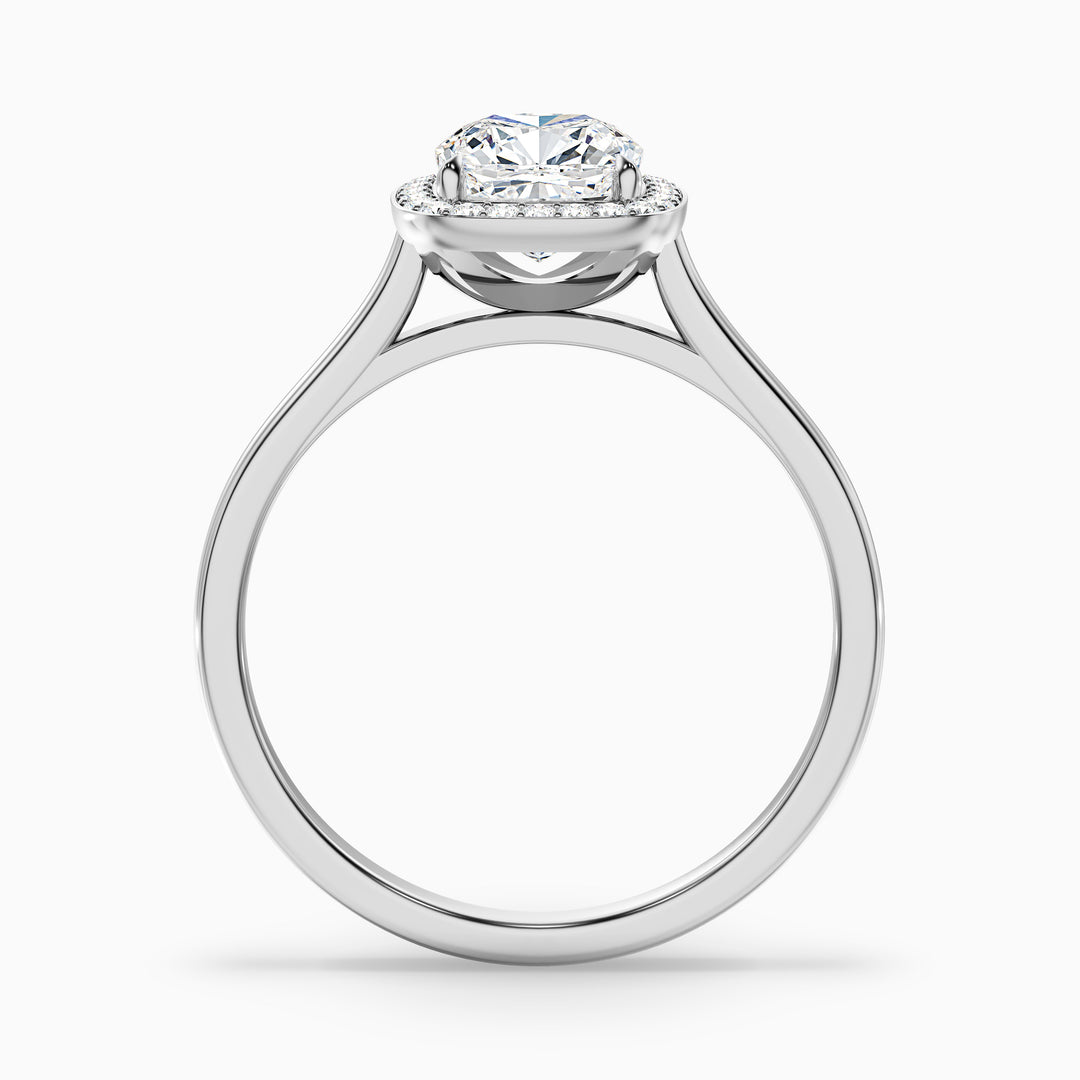 Dina 4.5 Carat Cushion Cut Halo Lab Grown Diamond Ring in 18k White Gold - Side View