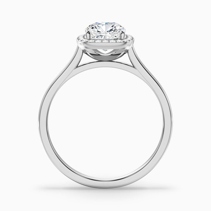 Dina 4 Carat Cushion Cut Halo Lab Grown Diamond Ring in 10k White Gold - Side View