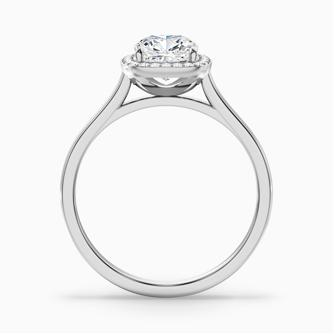 Dina 2.5 Carat Cushion Cut Halo Lab Grown Diamond Ring in Platinum - Side View