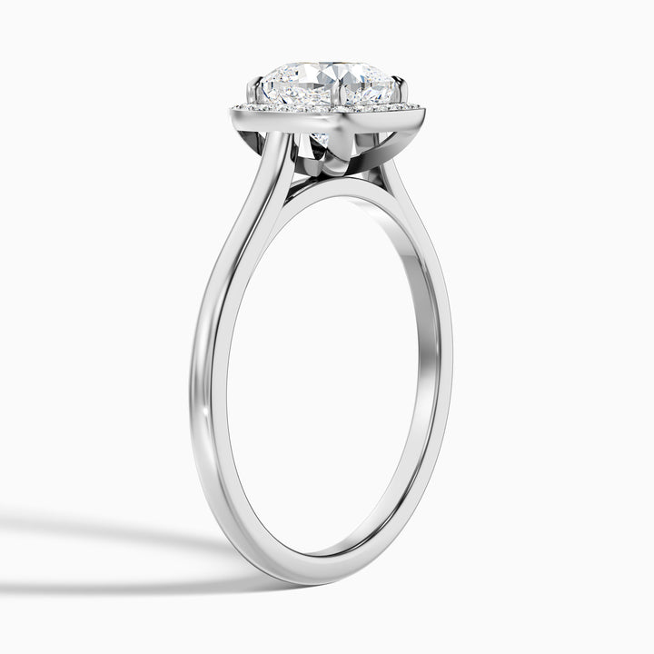 Dina 2.5 Carat Cushion Cut Halo Lab Grown Diamond Ring in 10k White Gold - Detail View