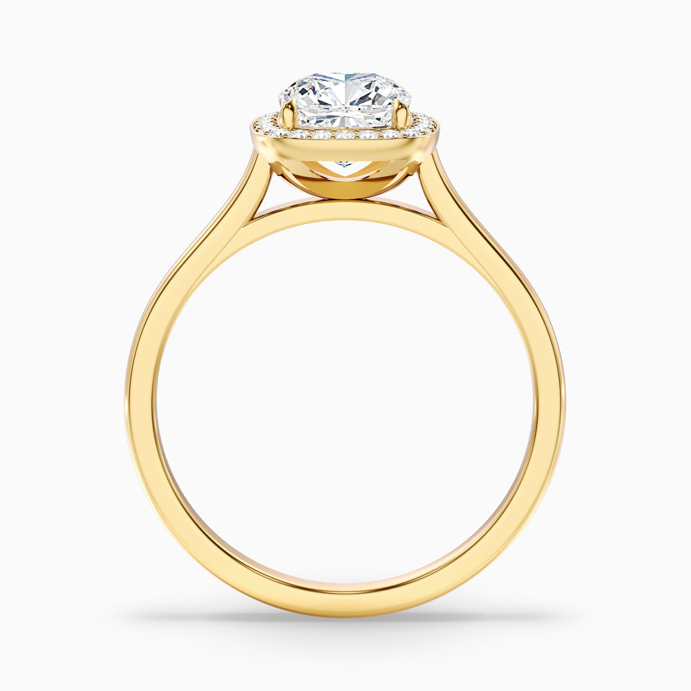 Dina 1 Carat Cushion Cut Halo Lab Grown Diamond Ring in 10k Yellow Gold - Side View