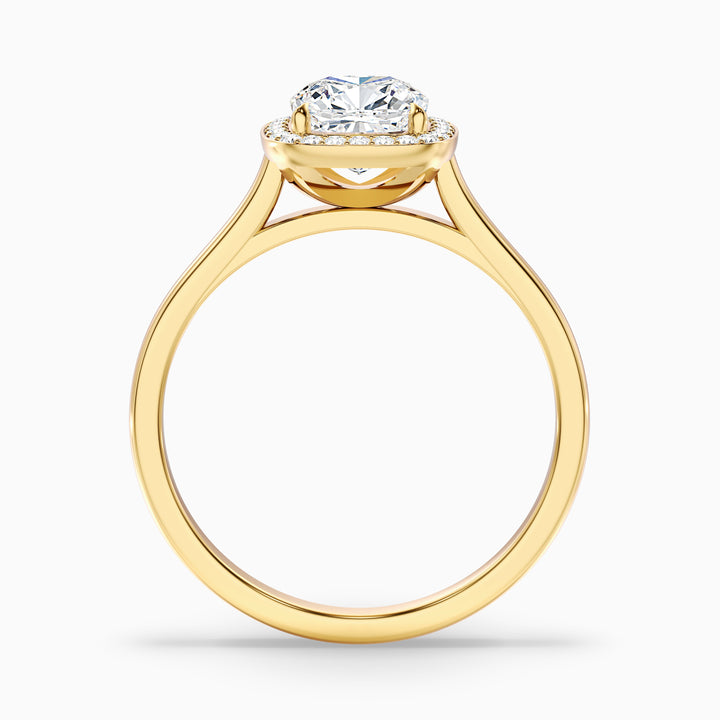 Dina 5 Carat Cushion Cut Halo Lab Grown Diamond Ring in 18k Yellow Gold - Side View