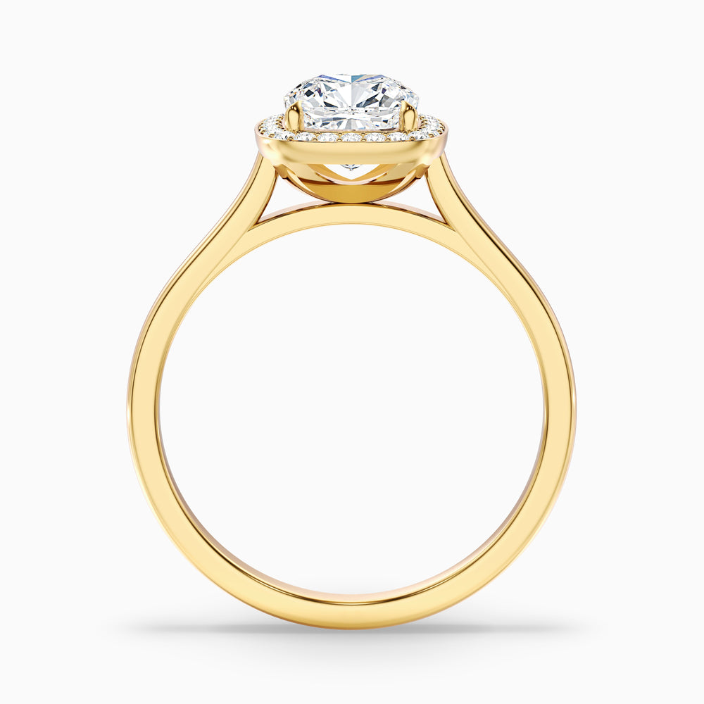 Dina 4 Carat Cushion Cut Halo Lab Grown Diamond Ring in 14k Yellow Gold - Side View