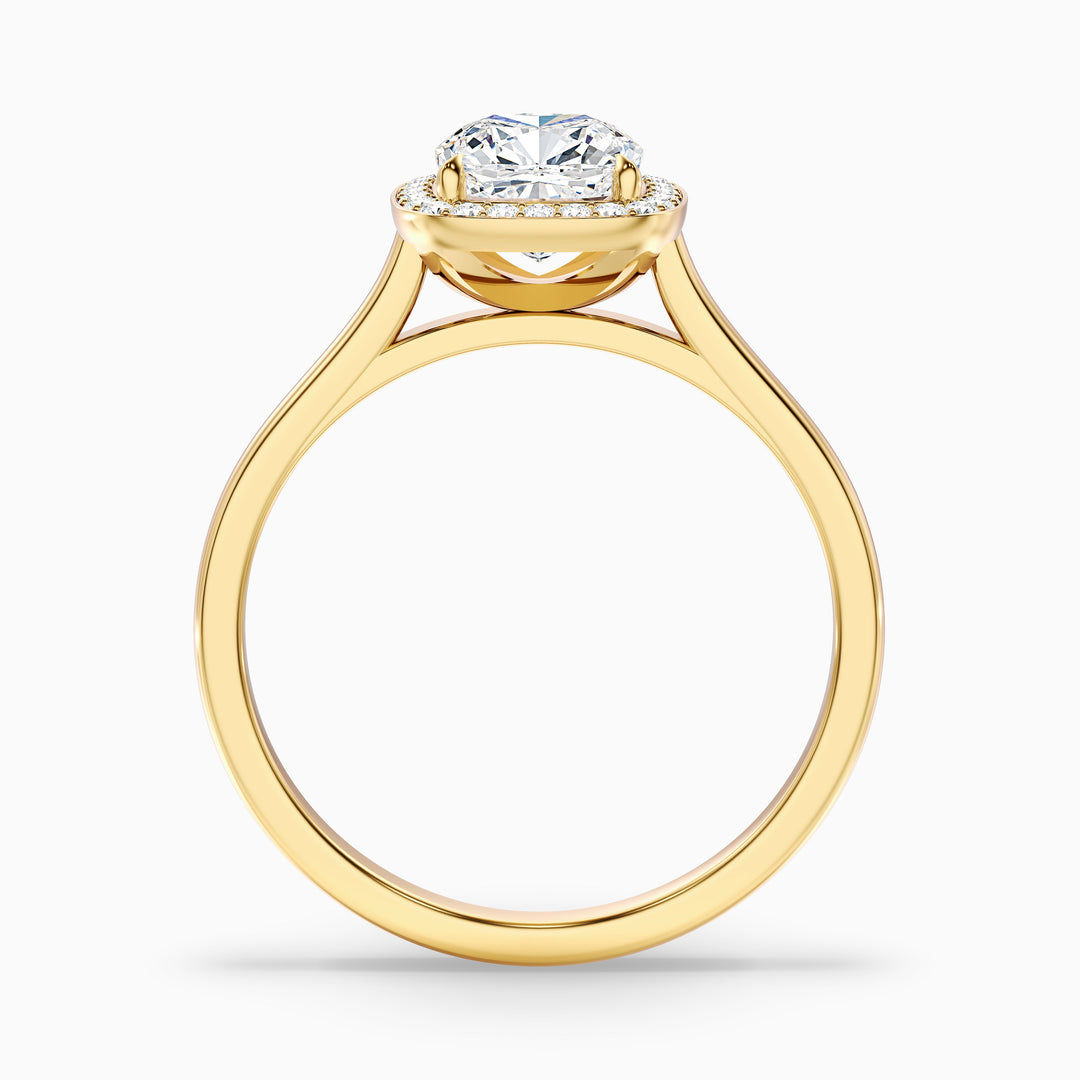 Dina 2 Carat Cushion Cut Halo Lab Grown Diamond Ring in 14k Yellow Gold - Side View