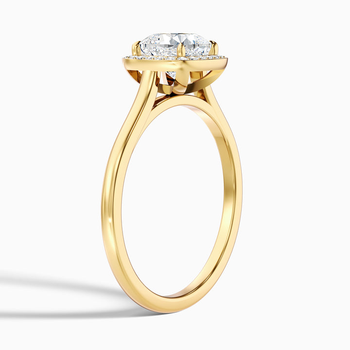 Dina 2 Carat Cushion Cut Halo Lab Grown Diamond Ring in 14k Yellow Gold - Detail View