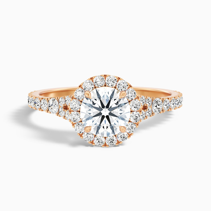 1 Carat Round Halo Scallop Lab Grown Diamond Ring