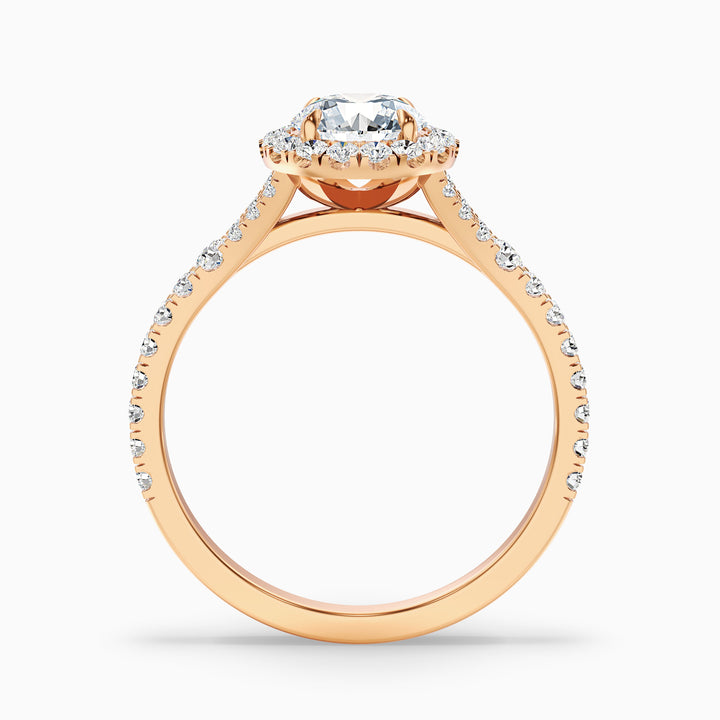 Emily 5 Carat Round Halo Pave Lab Grown Diamond Ring in 18k Yellow Gold - Side View