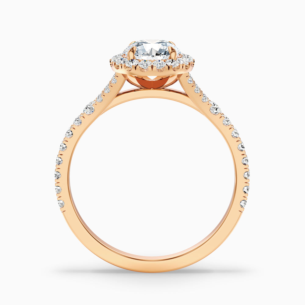 Emily 4 Carat Round Halo Pave Lab Grown Diamond Ring in 10k Rose Gold - Side View