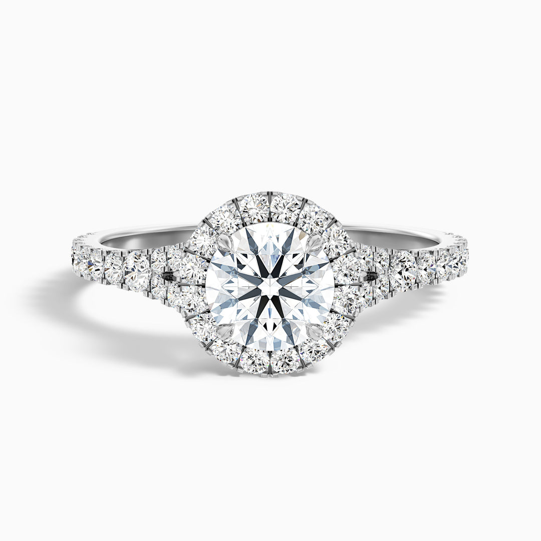 dela 6 carat round halo scallop moissanite engagement ring in 925 sterling silver - Front View