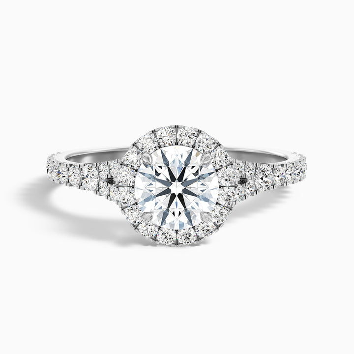 dela 10 carat round halo scallop moissanite engagement ring in 925 sterling silver - Front View