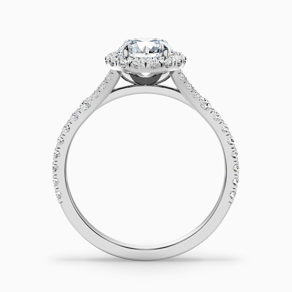 dela 7 carat round halo scallop moissanite engagement ring in 10k white gold -  Side View