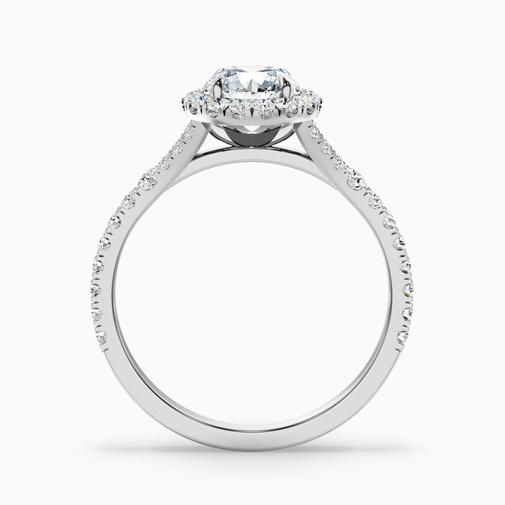 Emily 3.5 Carat Round Halo Pave Lab Grown Diamond Ring in 10k White Gold - Side View