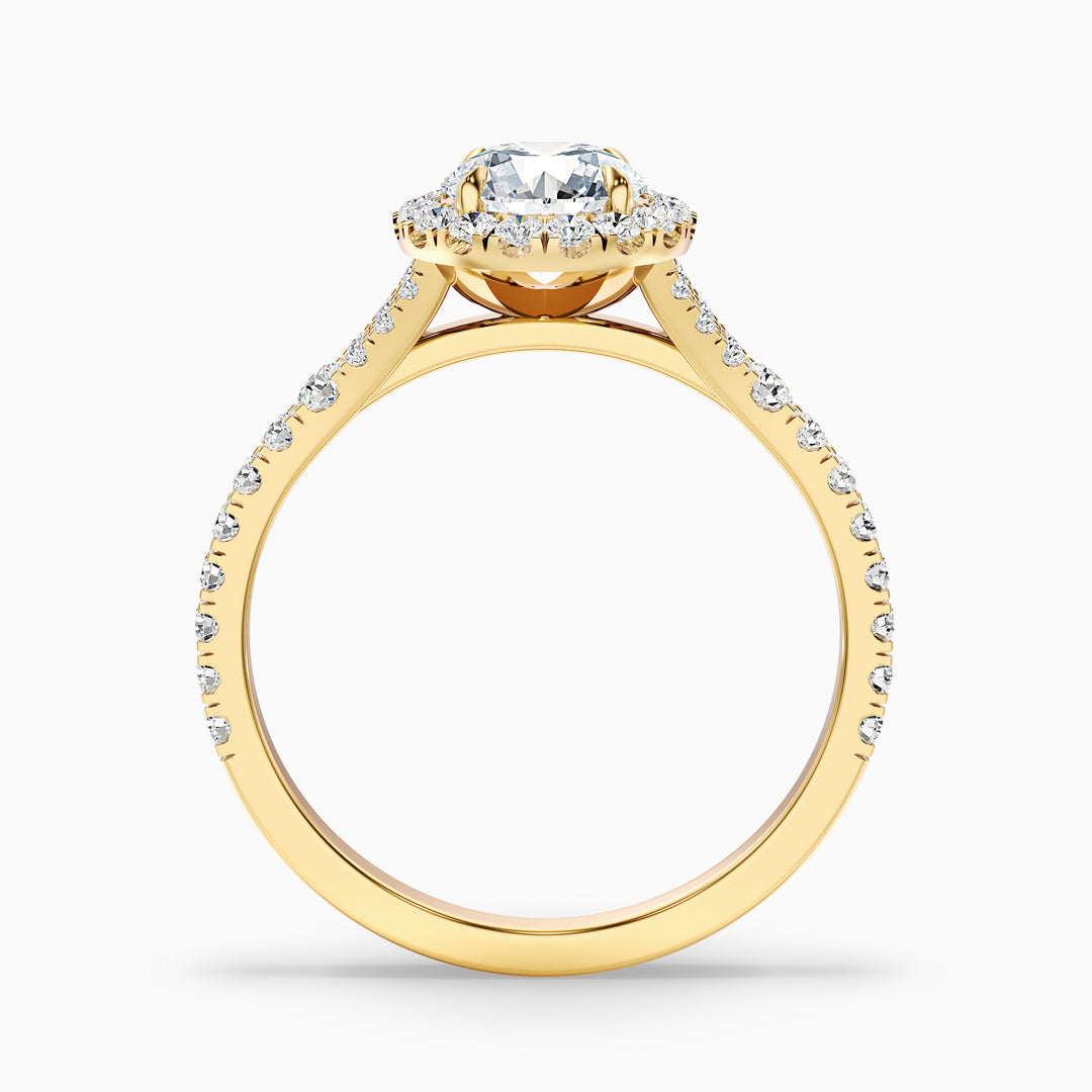 Emily 4 Carat Round Halo Pave Lab Grown Diamond Ring in 10k Yellow Gold - Side View