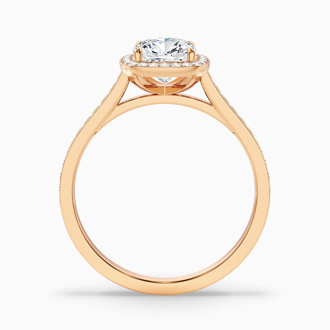 Fiona 1.5 Carat Cushion Cut Halo Pave Lab Grown Diamond Ring in Platinum - Side View