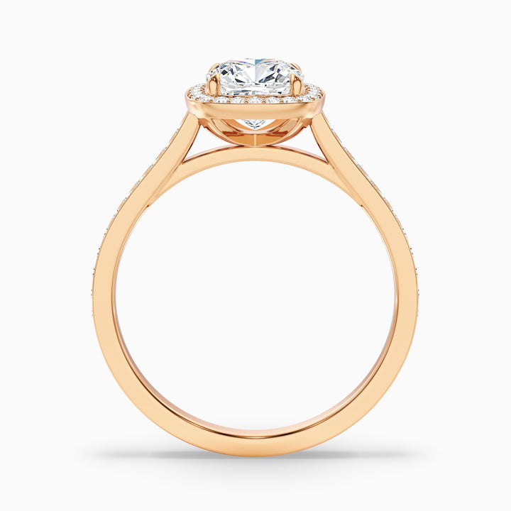 Fiona 1.5 Carat Cushion Cut Halo Pave Lab Grown Diamond Ring in Platinum - Side View