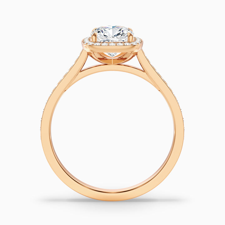 Fiona 4.5 Carat Cushion Cut Halo Pave Lab Grown Diamond Ring in 18k Yellow Gold - Side View