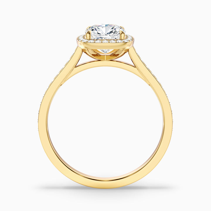 Fiona 1.5 Carat Cushion Cut Halo Pave Lab Grown Diamond Ring in Platinum - Side View