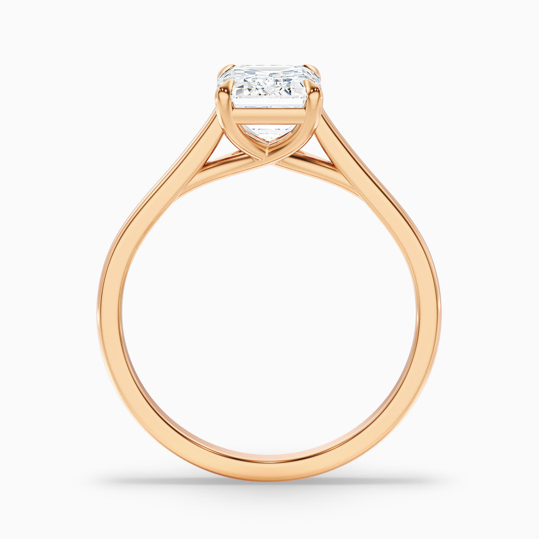 Hana 4 Carat Emerald Cut Solitaire Lab Grown Diamond Ring in 14k Rose Gold - Side View