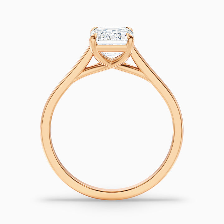 Hana 4 Carat Emerald Cut Solitaire Lab Grown Diamond Ring in 14k Rose Gold - Side View