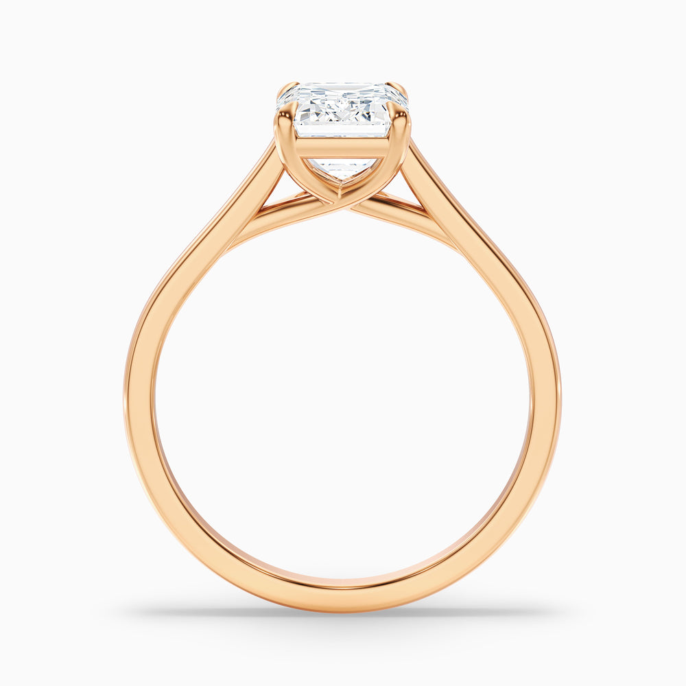 Hana 4 Carat Emerald Cut Solitaire Lab Grown Diamond Ring in 10k Rose Gold - Side View