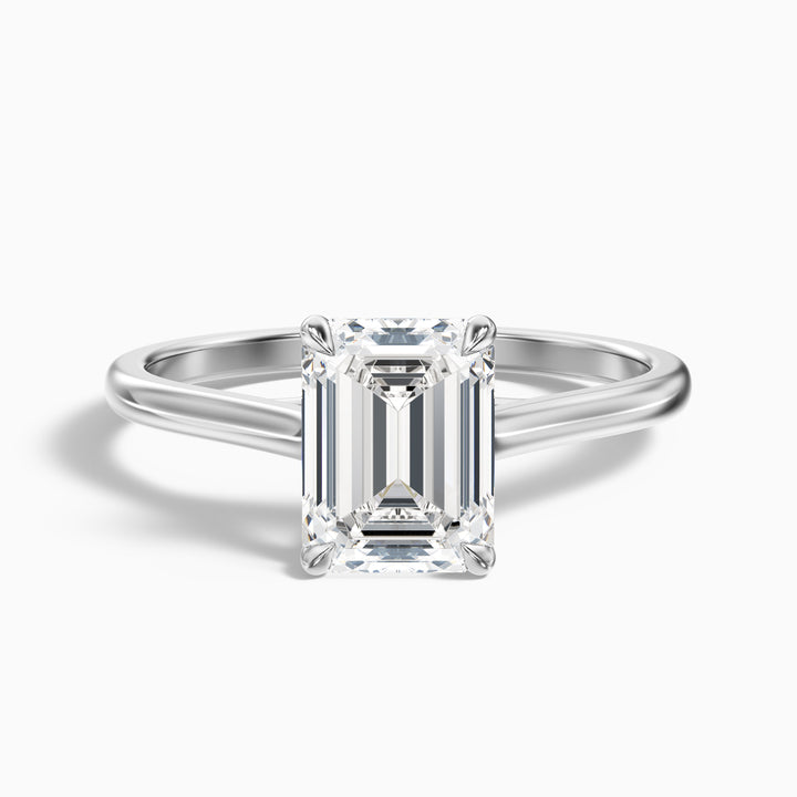 Hana 2.5 Carat Emerald Cut Solitaire Lab Grown Diamond Ring in 14k Yellow Gold - Front View