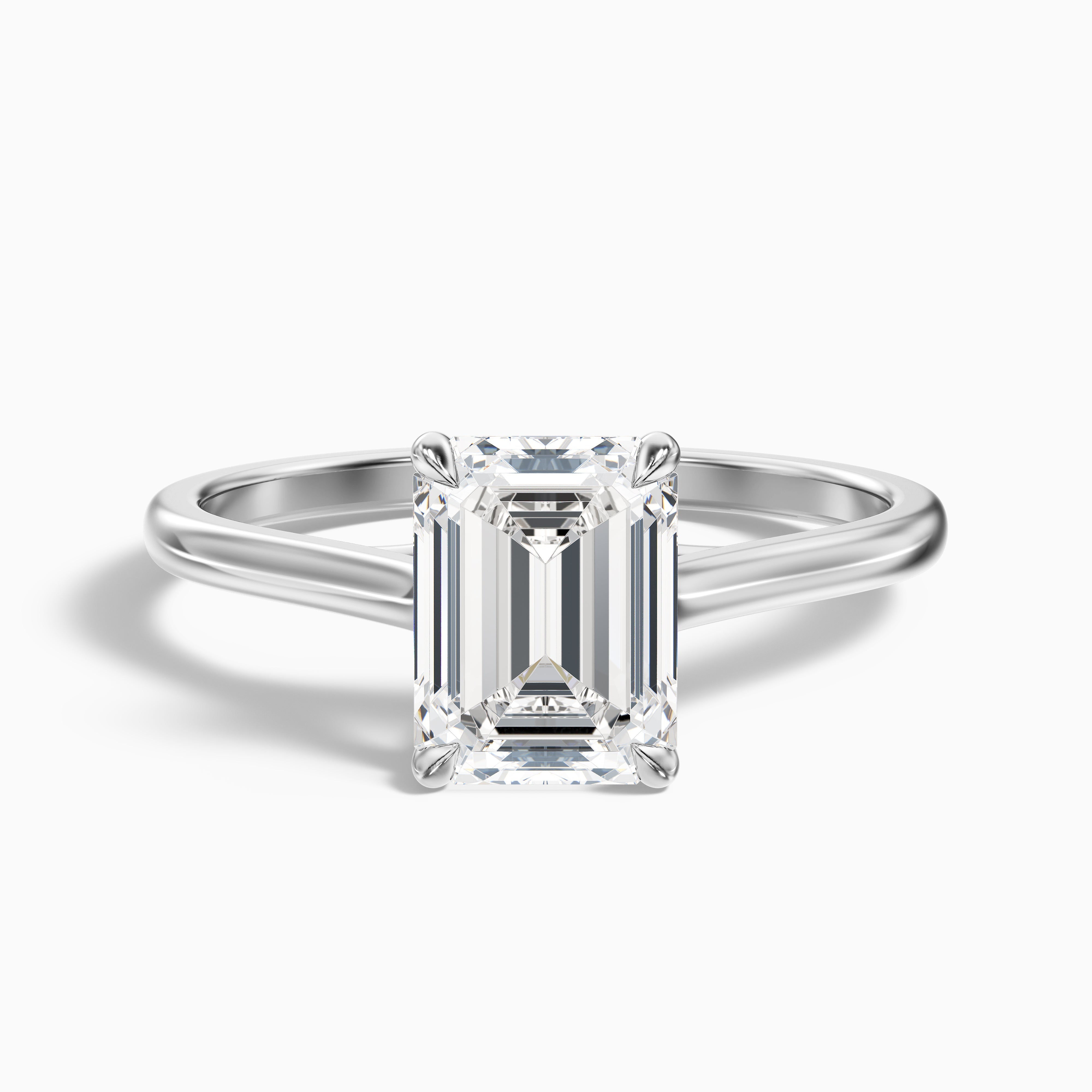 Ira 2 Carat Emerald Cut Solitaire Moissanite Engagement Ring in 10k White Gold