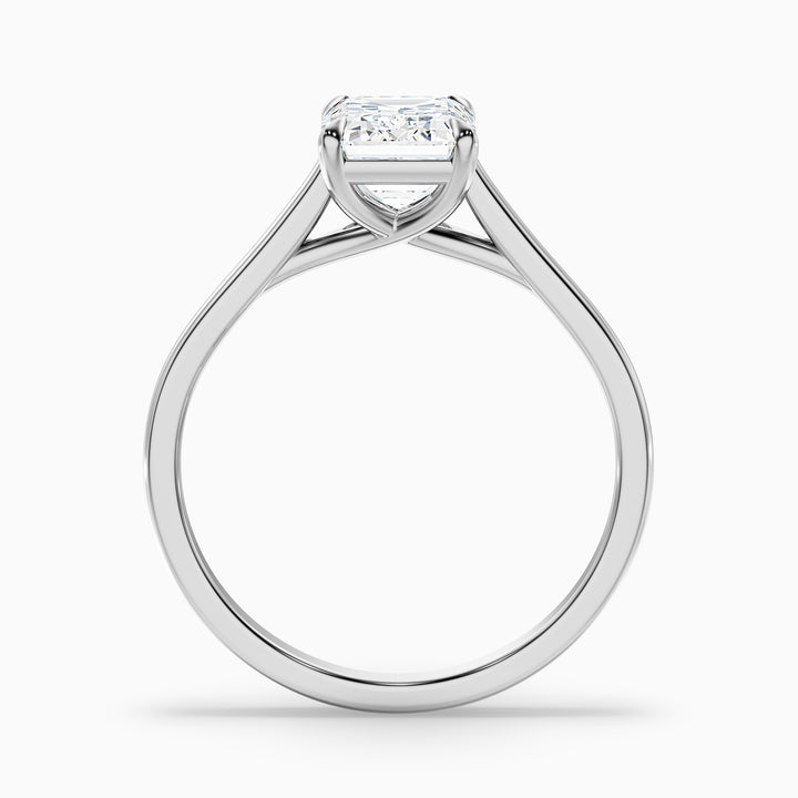 Hana 4.5 Carat Emerald Cut Solitaire Lab Grown Diamond Ring in 14k White Gold - Side View