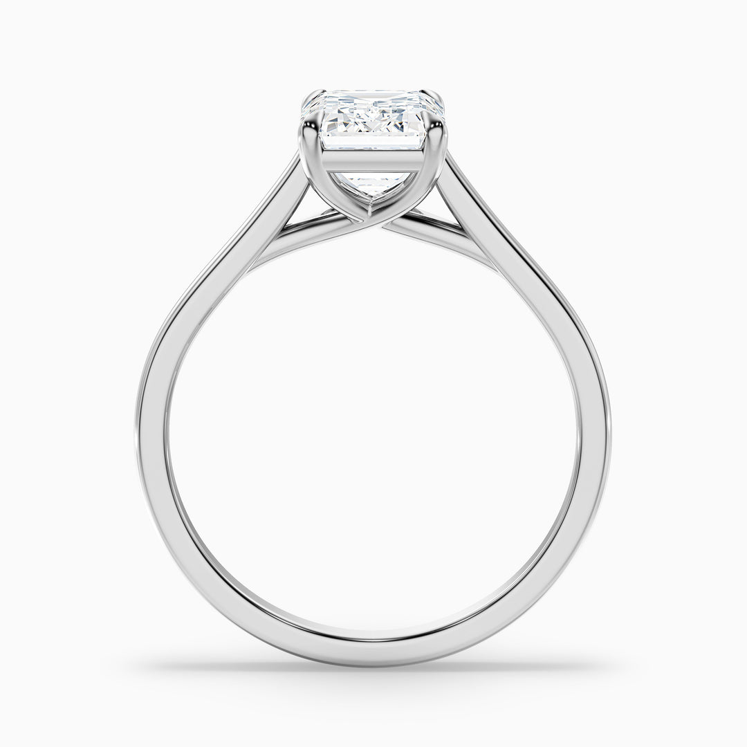 Hana 2.5 Carat Emerald Cut Solitaire Lab Grown Diamond Ring in Platinum - Side View
