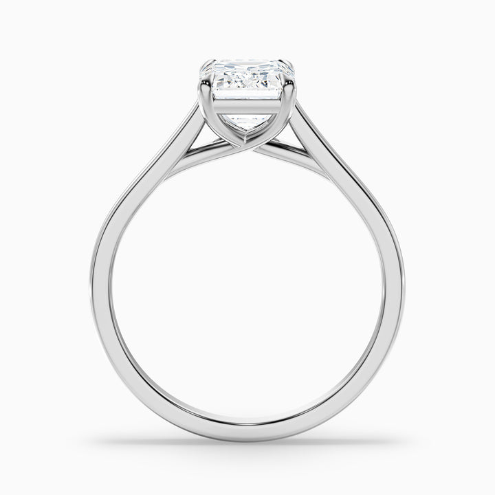 Hana 2.5 Carat Emerald Cut Solitaire Lab Grown Diamond Ring in Platinum - Side View