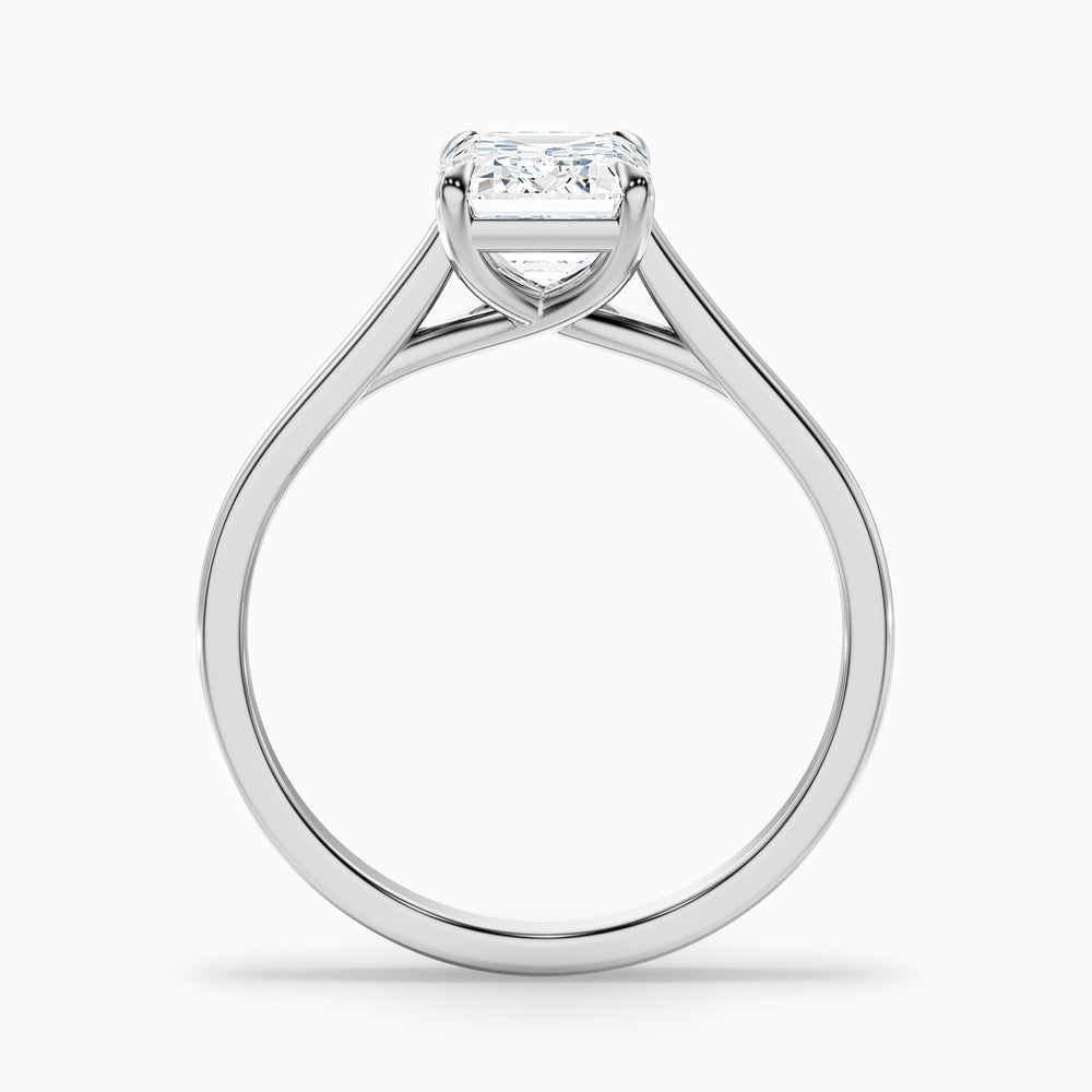 Hana 1 Carat Emerald Cut Solitaire Lab Grown Diamond Ring in 14k White Gold - Side View