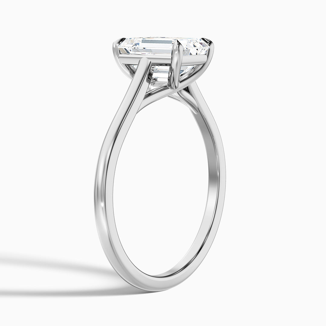 Hana 3.5 Carat Emerald Cut Solitaire Lab Grown Diamond Ring in 10k Yellow Gold - Detail View